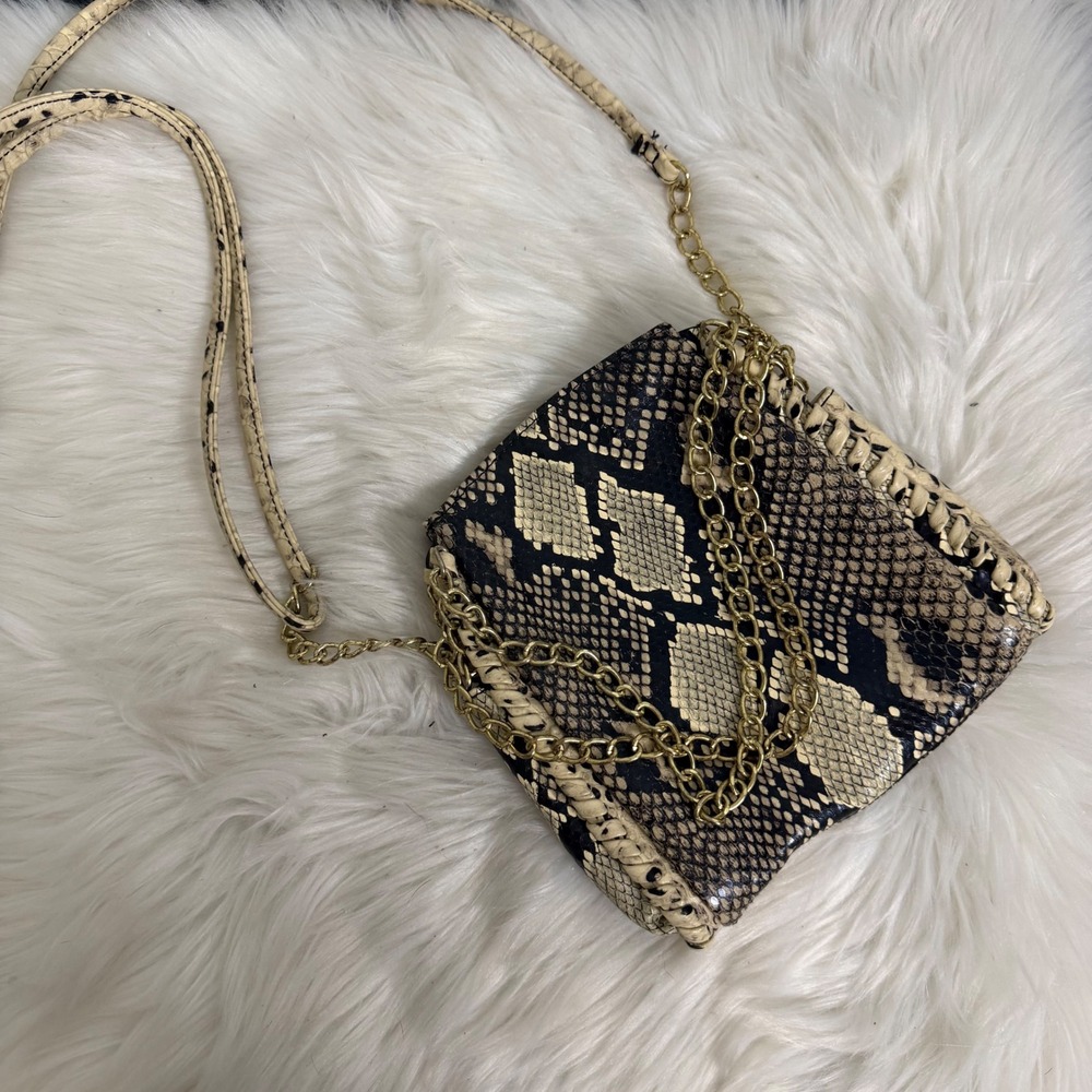 Steve Madden - Snake Print Faux Leather Crossbody Chain Bag